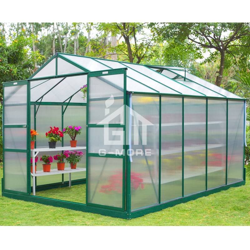 286x285cm Aluminum Greenhouse Manufacturer G-MORE Traditional Series Aluminum/Polycarbonate Hobby Greenhouse