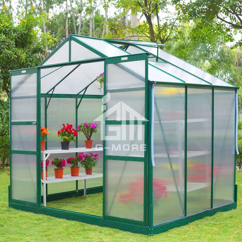 286x285cm Aluminum Greenhouse Manufacturer G-MORE Traditional Series Aluminum/Polycarbonate Hobby Greenhouse