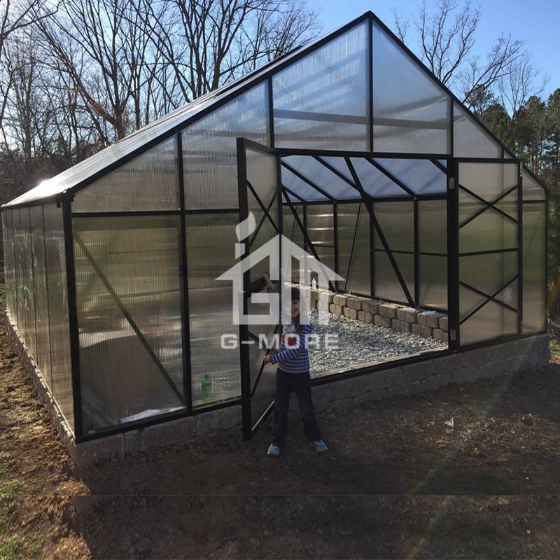 16'x40' G-MORE 5M Width Series, Strong Aluminm Frame 10MM Polycarbonate Panels - 5M X 12M