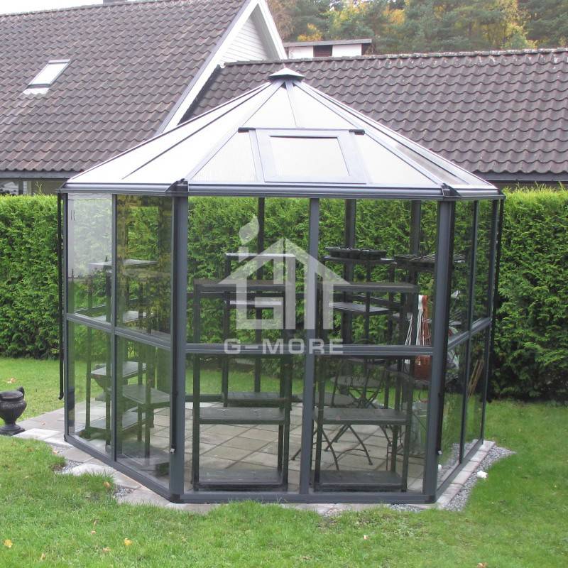 10.5'x9.3 G-more Hexagon Series High Quality Garden Glass Greenhouse-GM36001