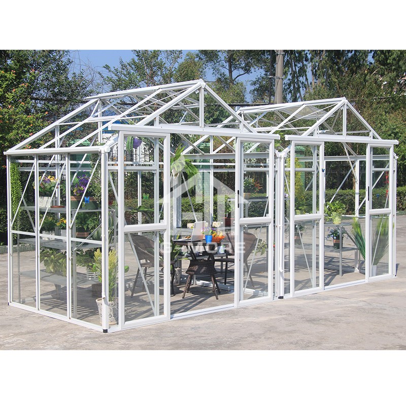 16.7'x6.4' G-MORE Multi-Span Series,Aluminum Frame PC/Glass Greenhouse