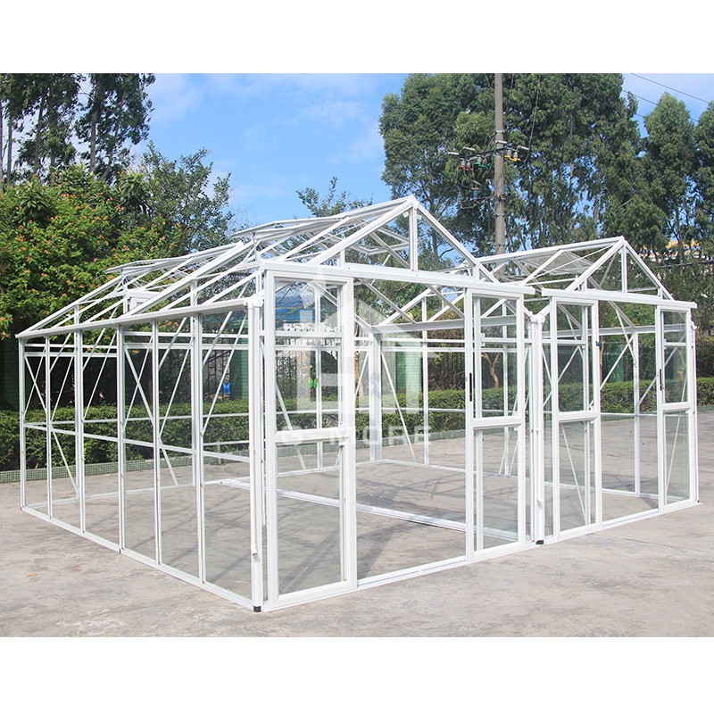 16.7'x13' G-MORE Multi-Span Series,Aluminum Frame PC/Glass Greenhouse